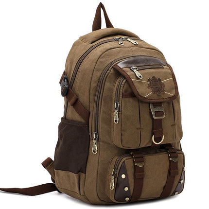 Men's Wear-Resistant Canvas Backpack | Square Vertical Design | Plain Pattern | Lightweight | Durable