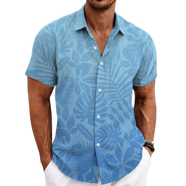 Men's Hawaiian Shirt | Tropical Print | Short Sleeve | Camp Collar | Lightweight Polyester | Relaxed Fit | Beach Vacation Casual | Bold Floral | Palm Print | Vibrant Colors | Button-Front Closure