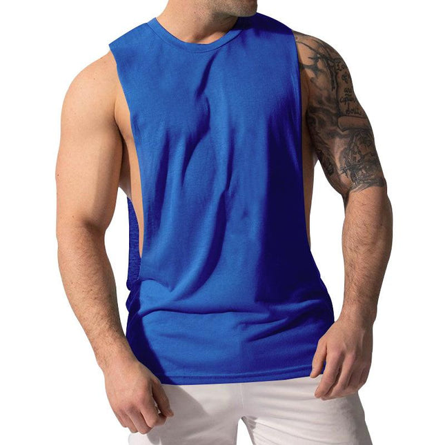 Men's Loose Fit Sports Tank Top | Solid Color | Large Side Slits | Sleeveless | Breathable Cotton Blend | Available in Multiple Colors & Sizes | Versatile Activewear