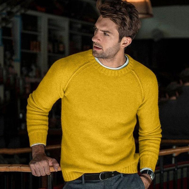 Men's Solid Color Knit Pullover Sweater | Crew Neck Soft Knitwear | Casual Winter Fall Spring | Comfortable Durable Warmth | Versatile Layering Jumper | Gift for Him