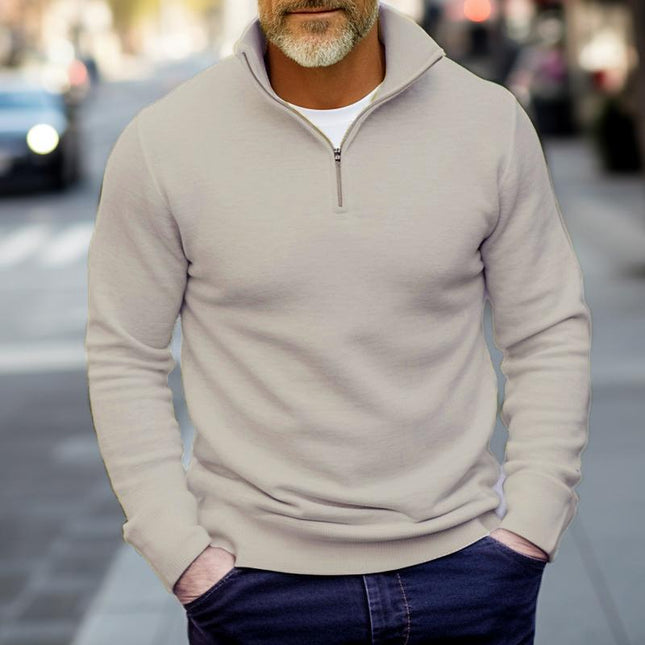 Men's Sweatshirt | Solid Color | Half Stand Collar | Zip Closure | Versatile Layering | Comfortable Material | Variety Styles | Multiple Sizes | Easy Care