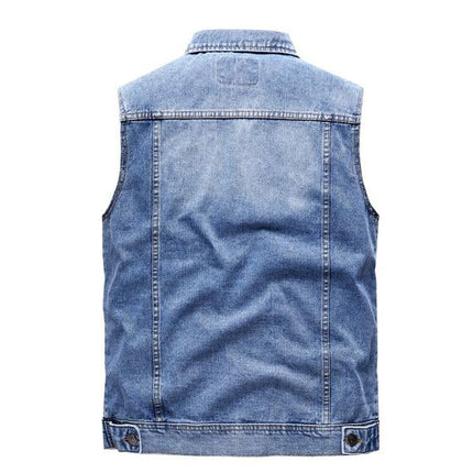 Men's Retro Lapel Denim Vest | Vintage Look | High-Quality Durable Fabric | Versatile Style Outerwear | Comfortable Fit | Functional Pockets | Fashionable Casual Layering Wardrobe Essential