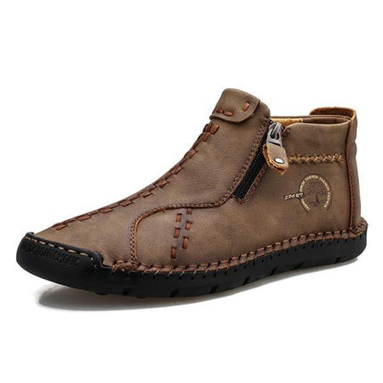 Men's Vintage Leather Boots | Casual Footwear | Comfortable Rubber Sole | Lightweight Design | High-Quality Fit