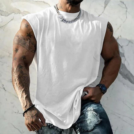 Men's Athletic Tank Top | Solid Color | Wide Shoulder | Round Neck | Moisture-Wicking Fabric | Tailored Fit | Versatile Activewear | Multiple Colors Available
