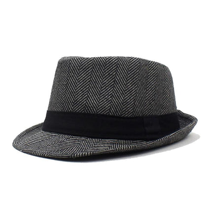 Vintage Striped Cotton Hat | Flat Top Curved Brim | Decorative Ribbon | All Season Casual Men's Accessory