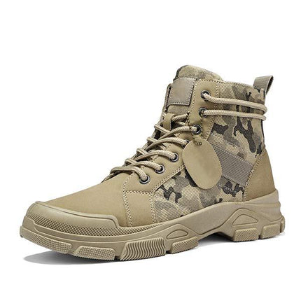 Men's Vintage Camouflage High-Top Ankle Boots | Lace-Up Closure | Slip-Resistant Rubber Sole | Durable Military Style | Comfortable Inner Lining | Sturdy and Rugged | Perfect for Casual and Formal Wear