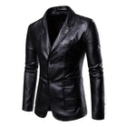 Men's Vintage Style Blazer | Two Button PU Leather Jacket | Slim Fit | Single Breasted | Classic Lapel | Stylish Outerwear | Fashion Forward | High Quality Craftsmanship | Versatile & Durable