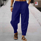 Men's Loose Fit Striped Trousers | Breathable Cotton Linen Blend | Casual Sports Pants | Elastic Drawstring Waistband | Stylish Comfortable Design | Ideal for Everyday Wear