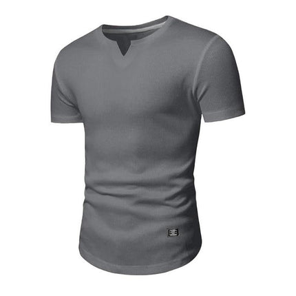Men's V-Neck T-Shirt | Solid Color Short-Sleeve | Breathable Cotton Blend | Lightweight | Casual & Semi-Formal | Comfortable Knit Top | Versatile Fit | All-Season Wear