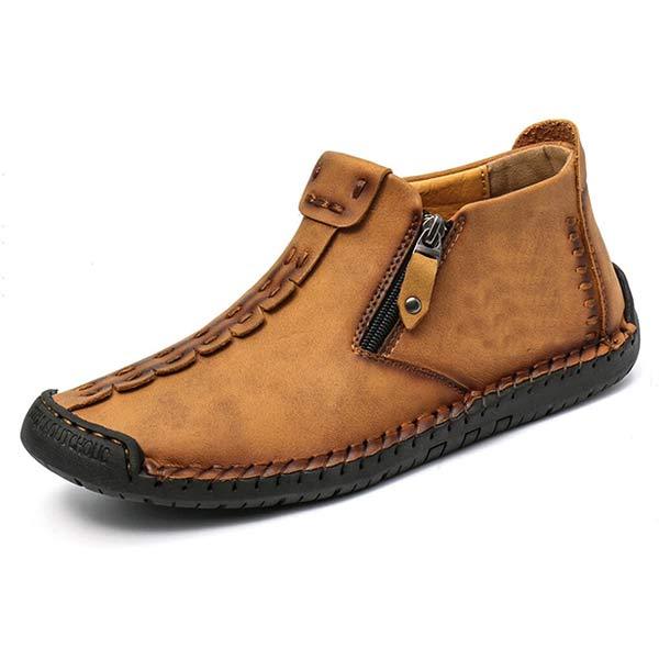 Vintage Leather Men's Casual Boots | Flexible Rubber Sole | Lightweight & Comfortable | Work & Weekend Footwear