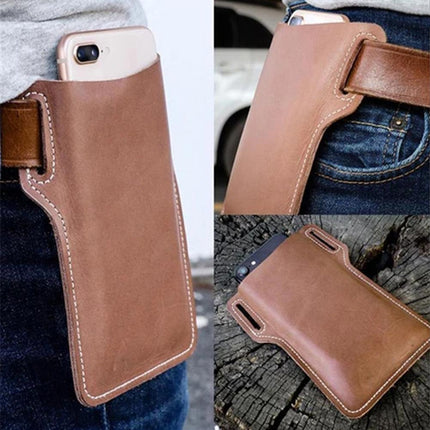 Men's Vintage Leather Waist Bag | Genuine Leather | Outdoor Mobile Phone Holder | Compact Design | Adjustable Strap | Multiple Pockets | Rugged Style