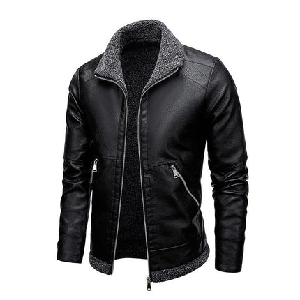 Men's Leather Jacket | Fur Lined | Plus Velvet Thickening | Luxurious Warm Outerwear | Premium Quality | Stylish Winter Coat | Water Resistant | Windproof | Tailored Fit | Zippered Front | Functional Pockets
