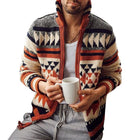 Men's Cardigan Sweater | Geometric Zip-Up Design | Soft Warm Fabric | Casual to Chic Versatile Style | Modern Fit | Eye-Catching Pattern | Comfortable Layering | High-Quality Tailored Outerwear