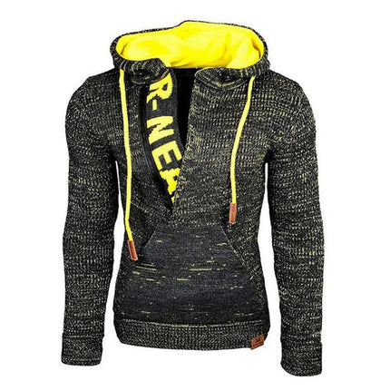 Men's Knitted Hoodie | Casual Loose Fit | Hooded Long Sleeve | Polyester Blend | Kangaroo Pocket | Soft & Breathable | Leisure Style | Activewear Pullover | Zipper Closure | Relaxed Fit | Classic Design