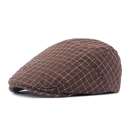 Men's Peaked Cap | Vintage Plaid | Premium Cotton | Breathable & Comfortable | Adjustable Fit | Timeless Style | Versatile Fashion Accessory | Perfect for Casual Outings & Outdoor Activities