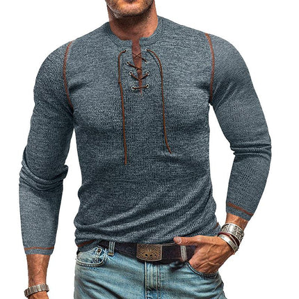 Men's Henley T-Shirt | Long Sleeve Crew Neck | Outdoor Casual Wear | Cotton Polyester Blend | Multiple Colors | Comfortable Durable Style