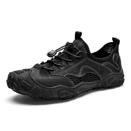 Men's Outdoor Shoes | Mesh Leather Upper | Adjustable Fit | Non-Slip Sole | Quick Entry | Comfortable Massaging Insole | Versatile All-Terrain Sneaker