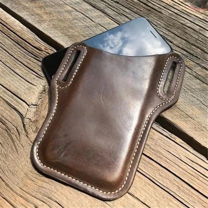 Men's Vintage Leather Waist Bag | Genuine Leather | Outdoor Mobile Phone Holder | Compact Design | Adjustable Strap | Multiple Pockets | Rugged Style