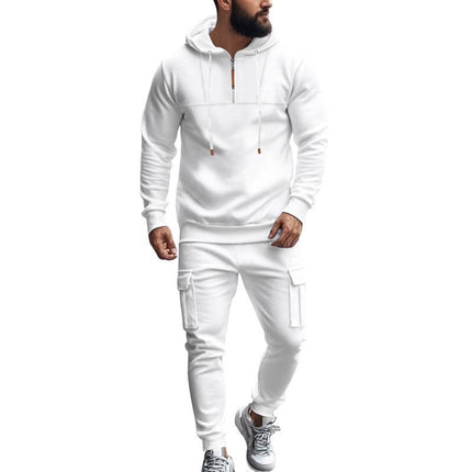 Men's Hooded Sweatshirt and Jogger Pants Set | Relaxed Fit | Adjustable Drawstring Hood | Full-Length Elastic Cuff Joggers | Soft Breathable Cotton Blend | Casual Sportswear Loungewear | Pockets