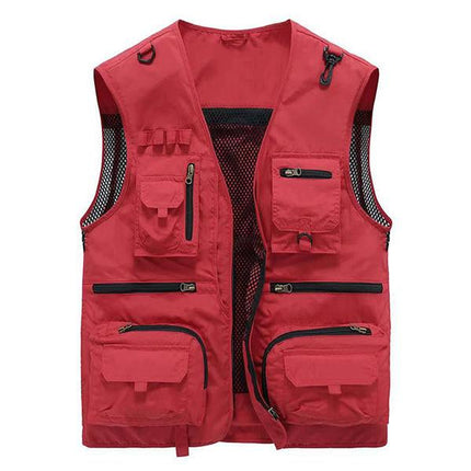 Men's Outdoor Quick-Drying Vest | Multi-Pocket | V-Neck | Zipper Closure | Removable Back | Mesh Patchwork | Breathable Lightweight Fabric | Ideal for Fishing, Cycling, Sports & Leisure Activities