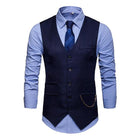 Men's V-Neck Dress Vest | Soft Woven Fabric | Sleeveless | Five-Button Closure | Chest & Waist Welt Pockets | Adjustable Buckle Back | Fully Lined | Machine Washable