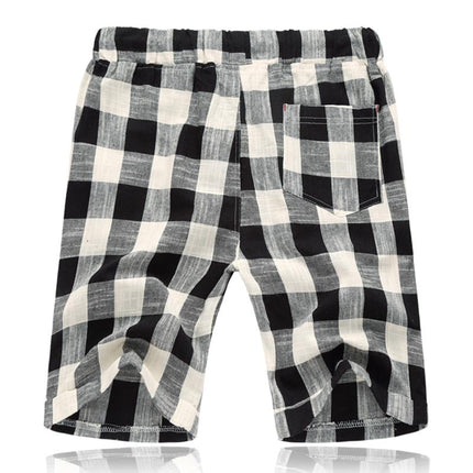 Men's Cotton Linen Shorts | Stripe Elastic Waist | Straight Cut | Breathable Fabric | Summer Casual | Lightweight Comfort | Practical Pockets | Adjustable Fit | Versatile Style