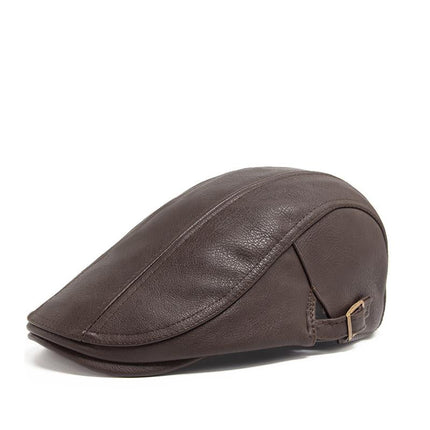 Men’s Vintage Style | Casual Leather Beret Hat | Classic Newsboy Cap | Retro Headwear | Fashion Accessory | Adjustable Fit