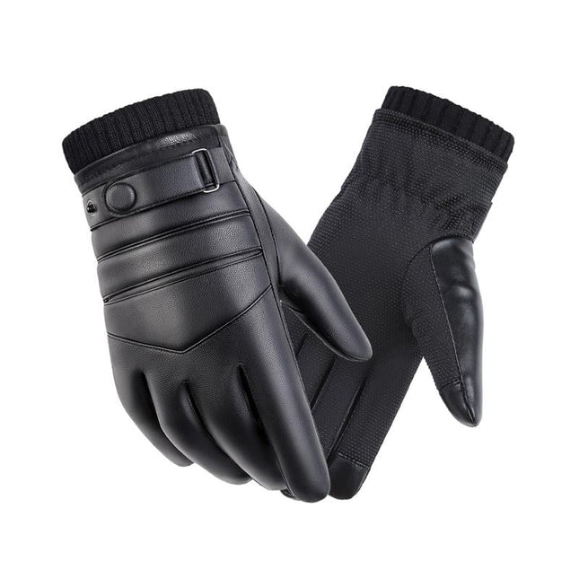 Men's Faux Leather Thermal Gloves | Cycling & Mountaineering | Outdoor Warm Finger Gloves | Autumn Winter Accessories | Fashion Casual Style