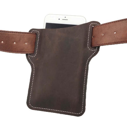 Men's Vintage Leather Waist Bag | Genuine Leather | Outdoor Mobile Phone Holder | Compact Design | Adjustable Strap | Multiple Pockets | Rugged Style