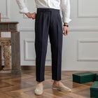 Men's High Waist Suit Pants | British Neapolitan Style | Straight Leg Trousers | Formal Wear | Elegant Tailoring | Premium Fabric | Modern Sophistication | Classic Fit | Versatile Formal Trousers