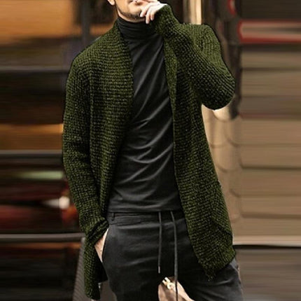 Men's Mixed Color Knit Cardigan | Casual Loose Fit | Long Sleeve | Button-Front | Soft Knit Fabric | V-Neck | Trendy Layering Sweater | Versatile Outerwear | Navy | Army Green | Black | Gray | XS-2XL