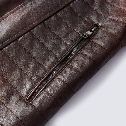 Men's Vintage PU Leather Jacket | Fleece Lined | Classic Style | Quilted Sleeves | Warm & Durable | Available in S-3XL | Ideal for Casual & Outdoor Wear