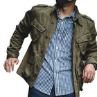 Men's Vintage Biker Jacket | Multi Pocket Cargo Style | Casual Lapel Collar | Polyester Blend | Long Sleeve | Moderate Thickness | Plain Pattern | Four Seasons | Ideal for Travel & Outdoor
