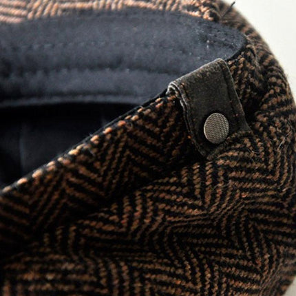 Men's Wool Beret | Vintage Herringbone Pattern Hat | Elegant Headwear for Men | High-Quality Wool | Classic Elegant Style | Comfortable Fit | Timeless Fashion Accessory | Sophisticated Outfit Enhancer