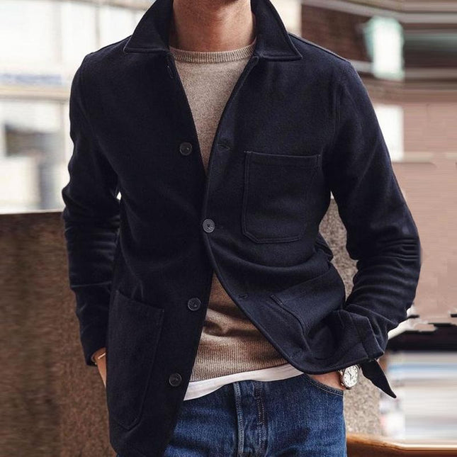 Men's Vintage Wool Blend Jacket | Lapel | Single Breasted | Multi-Pocket | Classic Workwear | Versatile Styling | Quality Craftsmanship | Perfect Fit | Timeless | Warm Outerwear