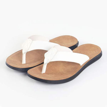 Men's Leather Beach Flip Flops | Round-Toe Sandals | Comfortable Flexible Outsole