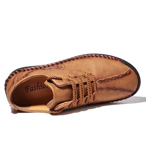 Men's Casual Vintage Leather Loafers | Hand Stitched | Flexible Rubber Sole | Medium Width Shoes