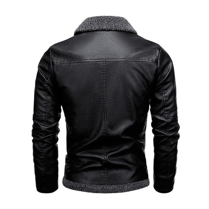 Men's Leather Jacket | Fur Lined | Plus Velvet Thickening | Luxurious Warm Outerwear | Premium Quality | Stylish Winter Coat | Water Resistant | Windproof | Tailored Fit | Zippered Front | Functional Pockets
