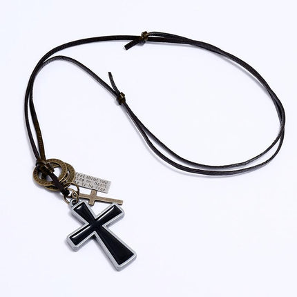 Vintage Style Necklace | Casual Letter Pendant | Cross Design | 96106748TO | Unisex Fashion Jewelry | Elegant Statement Accessory