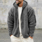 Men's Hooded Jacket | Solid Color | Double Fleece | Warm & Loose Fit | Outerwear | Winter Coat | Casual Style | Premium Insulation | Functional Pockets | Versatile Layering | Classic Design