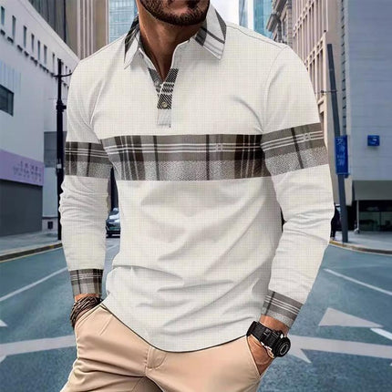 Men's Long Sleeve Waffle Polo Shirt | Casual Colorblock Design | Button-Up Front | Breathable Knit Fabric | Variety of Colors | Available in Sizes S-6XL | Perfect for All Seasons