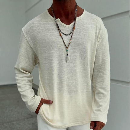 Men's Long-Sleeve V-Neck T-Shirt | Casual Blend Fabric | Trendy Design | Soft & Breathable | Multiple Sizes | Ideal for Layering | Versatile Style for Everyday Wear | Comfortable & Durable