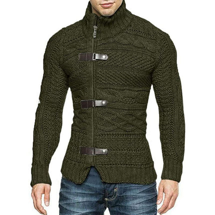 Men's Cable Knit Slim Cardigan | Stand Collar | Zipper Closure | Soft Breathable Fabric | Stylish Pockets | Comfortable Fit | Versatile Layering | Multiple Colors | Perfect for Casual & Semi-Formal | Easy Care