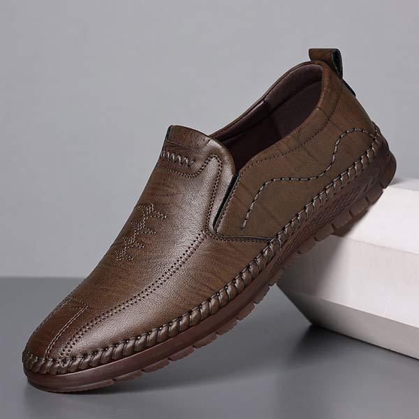 Men's Dress Shoes | Vintage Leather | Slip-On | Business Casual | Exposed Gore | Soft Non-Slip Oxford Sole