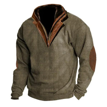 Men's Colorblock Sweatshirt | Cotton-Polyester Blend | Lapel Collar | Long Sleeves | Casual & Semi-Casual | Regular Fit | Stylish Stitching | Fall & Winter Wear | Versatile Layering Piece