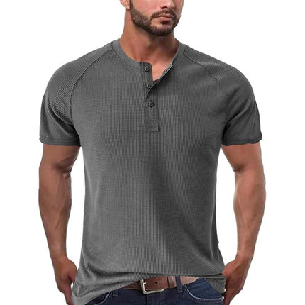 Men's Henley T-Shirt | Short Sleeve | Tough Guy Design | Soft Cotton Blend | Breathable | Comfortable Fit | Classic Henley Neckline | Durable Construction | Versatile Casual Style | Multiple Colors Available