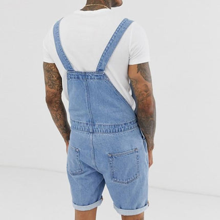 Vintage Men's Denim Overalls | Ripped Washed Style | Micro Elastic Fit | Spring Summer Casual | Adjustable Buckle | Bib and Hand Pockets | Retro Look | Daily Wear | Durable Material