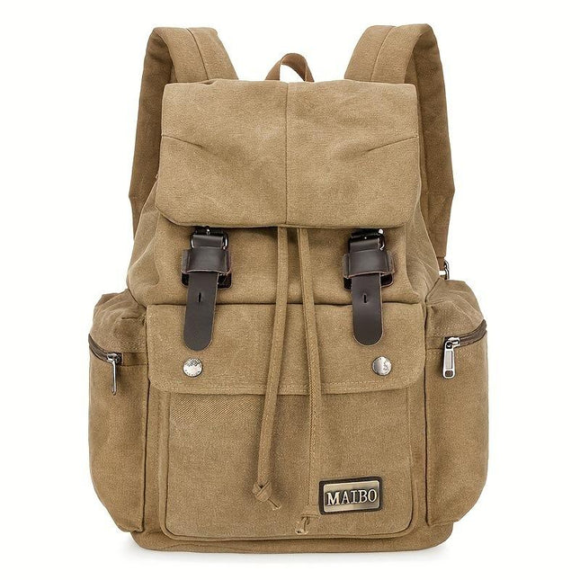 Men's Vintage Canvas Backpack | Large Capacity | Multi-Pocket | Retro Outdoor Design | Durable Heavy-Duty Material | Leather Accents | Adjustable Straps | Travel & Urban Use | Unisex Versatile Bag