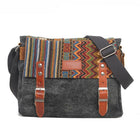 Men's Canvas Shoulder Bag | Retro Ethnic Pattern | Durable Fabric | Adjustable Strap | Multiple Compartments | Vibrant Design | Casual & Travel Use | Secure Closures | Lightweight & Compact