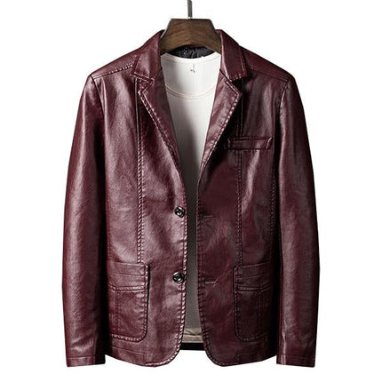 Men's Vintage Motorcycle Leather Jacket | High-Quality Leather | Timeless Biker Design | Tailored Fit | Windproof | Rainproof | Functional Pockets | Stylish Lapel Collar | Button Closure | Durable Outerwear